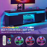 YITAHOME Black TV Stand for Living Room with Height Adjustable Mount, Entertainment Center for 70/65 Inch TVs w/LED Lighting, 4 Power Outlets & USB Ports, Modern Media Console with Storage Shelves YITAHOME