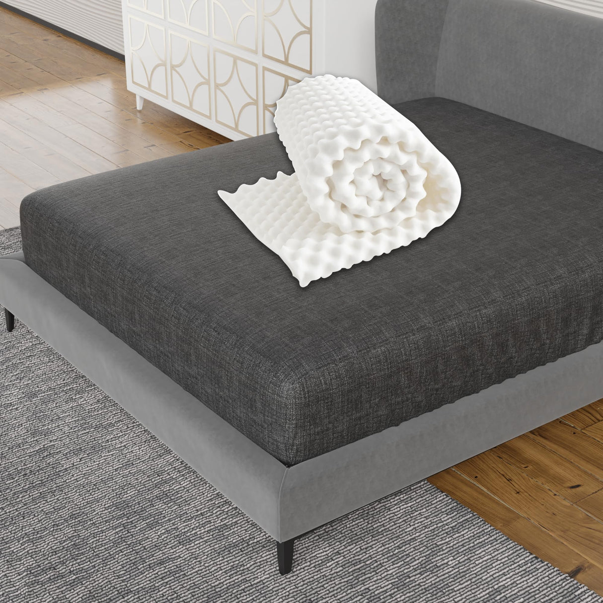 Greaton, 1-Inch Convoluted High Density Foam Mattress Topper, CertiPUR-US Certified for Superior Comfort and Support, Full, White Greaton