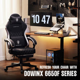 Dowinx Gaming Chair Fabric with Pocket Spring Cushion, High Back Ergonomic Computer Chair with Footrest for Adults, Massage Lumbar Support Swivel Game Chair for Office Gaming 300LBS, Black Dowinx
