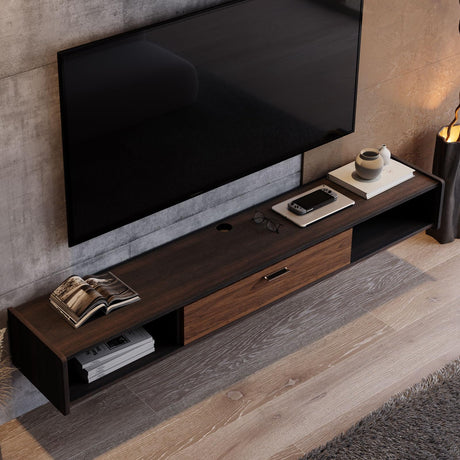 Furniloft 55'' Floating TV Stand,Wall Mounted TV Console,Floating TV Cabinet,Under TV Shelf for Bedroom Living Room(Walnut) Furniloft