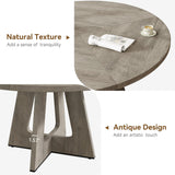 Round Dining Table, 47 Inch Round Dinner Table for 4, Farmhouse Kitchen Table with Wooden Pedestal Base for Home Dining Room or Living Room （No Chairs）- Grey GAOMON