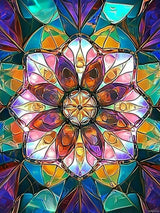HMDIIMGE Kaleidoscope Adult Diamond Art Painting Kit, Stained Glass Diamond Painting Kit, DIY Round Full Diamond 5D Diamonds for Home Wall Decoration 12x16 Inch HMDIIMGE