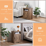 AMERLIFE 3-Piece Farmhouse Table Set Includes Coffee Table& Two End Tables, Side Table with Charging Station and USB Ports, for Living Room, Bedroom,Barnwood AMERLIFE