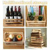 MACVAD Set of 4 Large Torched Wood Decorative Storage Crates, Nesting Wooden Crates for Display Rustic, Farmhouse Wooden Storage Container Boxes Made from 100% Wood MACVAD
