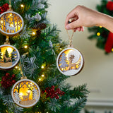 Joiedomi 6 Pcs LED Christmas Hanging Wooden Reindeer Ornaments, Christmas Light Up Ornament for Christmas Tree Decoration, Xmas Lighted Pretty Ornament, Presents, Party Supplies Decorations Joiedomi