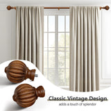 QDWIS Curtain Rods for Windows 28 to 48 Inch, 1 Inch Wood Adjustable Heavy Duty Decorative Drapery Rods with Classic Finials, Imitation Red Wood Window Curtain Pole, 18-45'' QDWIS