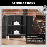 Greenvelly Metal Cabinet with Wheels,Black Rolling Storage Cabinet with Locking Doors and Adjustable Shelves,Small Metal Garage Storage Cabinet with Wheels for Home,Kitchen,Office,Warehouse(36”H) Greenvelly