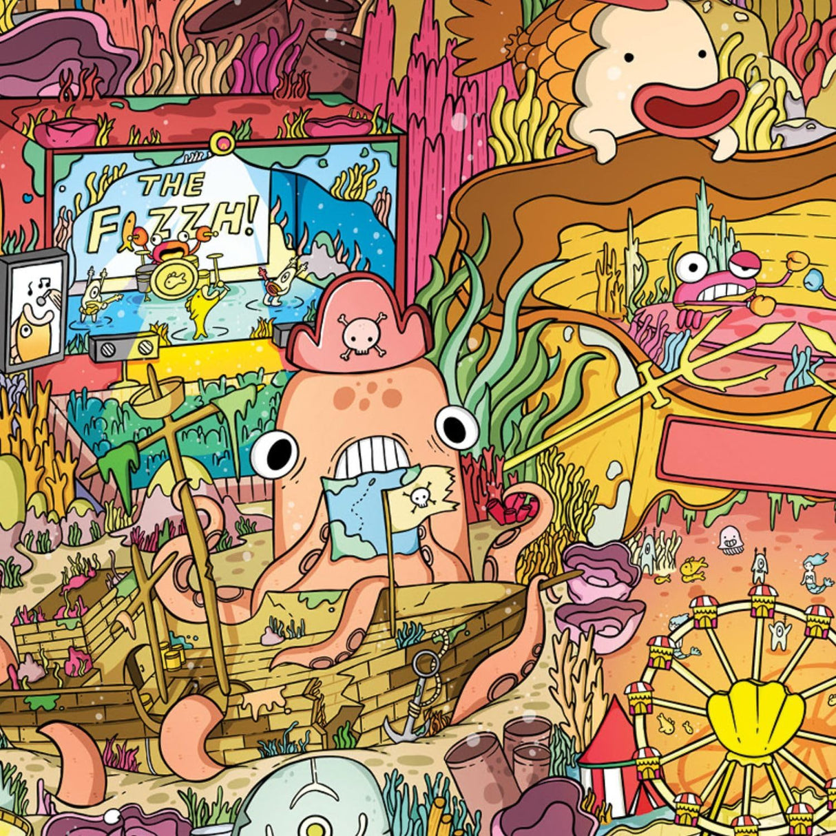 Cross & Glory - Seamonster Shenanigans - 1000 Piece Jigsaw Puzzle for Adults & Kids 12+ | Colorful Underwater Scene with Whimsical Sea Creatures | Family Fun Cross & Glory