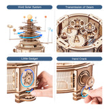 ROKR 3D Wooden Puzzles for Adults Huge Orrery Model - Toy Building Set Mechanical Puzzles 8 Orbiting Planets Unique Gifts for Boys/Girls ROKR