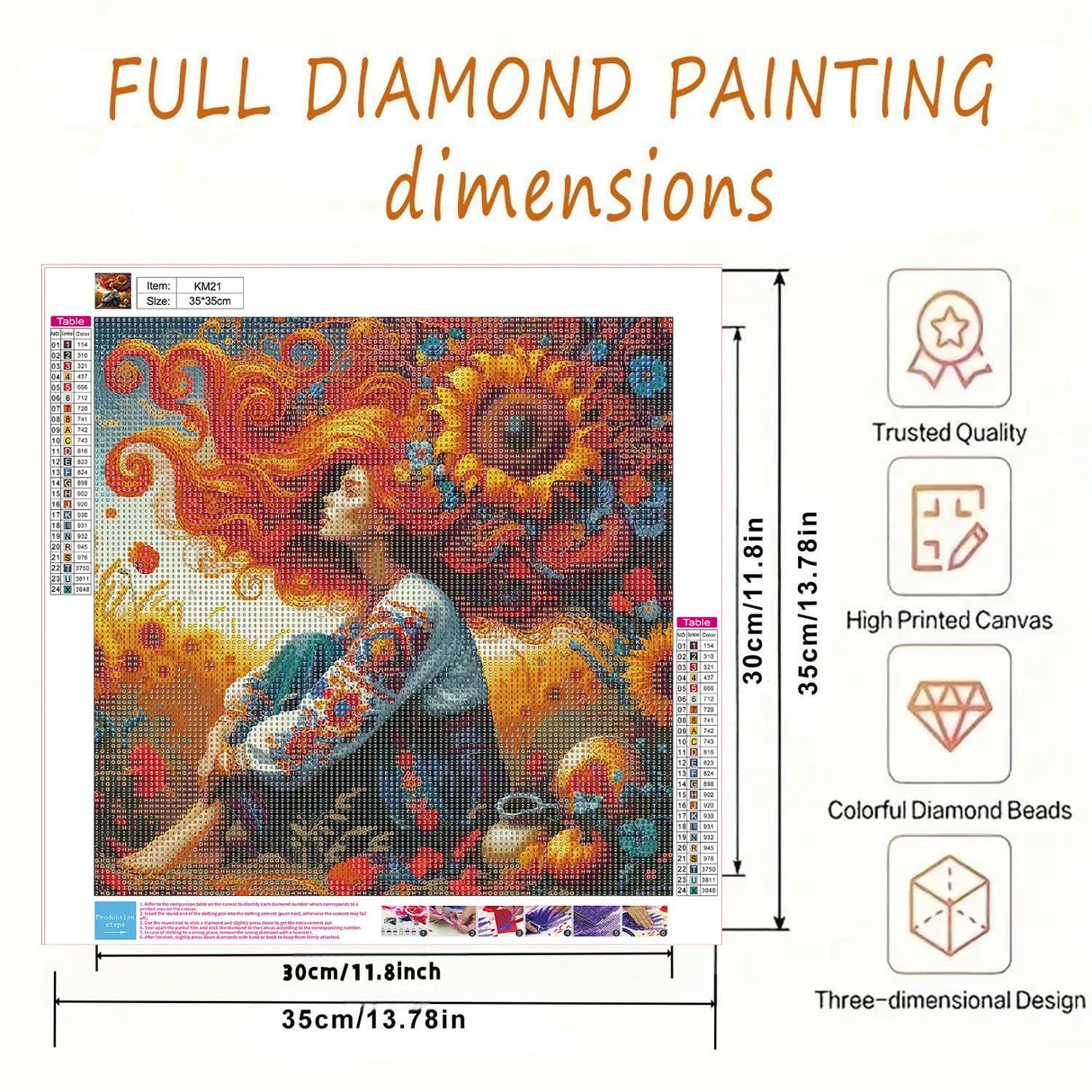 5D Fall Diamond Art Kits for Adults, Sunflower Diamond Painting for Adults Beginner, DIY Full Drill Diamond Dot Gem Painting for Home Wall Decor 13.7x13.7inch BYGFHLYW