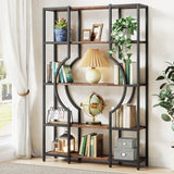 Tribesigns Vintage 5-Tier Bookshelf with 12 Open Display Shelves - Elegant Wooden Bookcase with Metal Frame for Home Office and Living Spaces Tribesigns