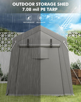 7 x 10 ft Portable Carport, Storage Shed with Heavy Duty Waterproof Tarp & 2 Roll-Up Zipper Doors, Ideal Tent for Motorcycles, Bikes, Garden Tools, and Firewood Hipicute