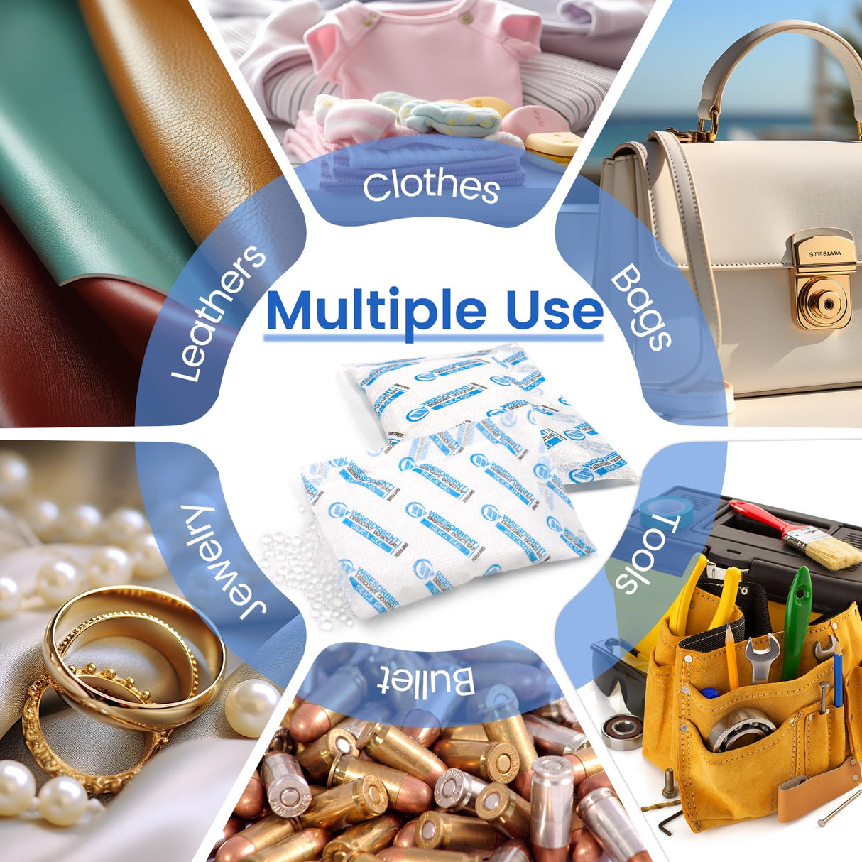 Wisesorb Silica Gel Packets, 20 Gram 15 Packs Dessicant Packets for Storage, Pure and Safe Silica Gel Desiccant Packs, Humidity Packs Wisesorb