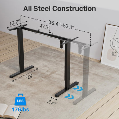 JOYSEEKER Electric Standing Desk Frame Workstation,Stand up Desk Legs Height Adjustable,Ergonomic Sit Stand Desk Base for 39 to 63 inch Table Tops,Black - WoodArtSupply