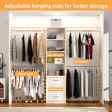 secilix Closet System, 5FT-8FT Closet Organizer System with 4 Expandable Hanging Rods and Moveable Shelves, 99" Walk in Closet System with 3 Wooden Drawers, Custom Built in Closet, Wall Mount (White) secilix