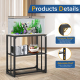 TOCRETOARE Fish Tank Stand 20-29 Gallon, Metal Aquarium Stand, 31.5" L x 16.7" W*29.1”H“ Double-Layer Storage Design, Suitable for Home and Office Use, 660LBS Capacity, Black (Tank not Included) TOCRETOARE