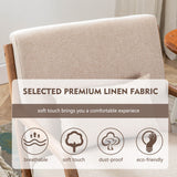 ANJHOME Mid Century Modern Accent Chair, Comfy Fabric Living Room Chairs with Solid Wood Frame, Lounge Reading Armchair, Easy Assembly, Beige ANJ