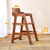 Ezebaby Wooden High Chair for Toddlers to Teens, Adjustable Kids Study Chair with Steps, Kids Dining Chair with Removable Cushion (Nut-Brown) Ezebaby