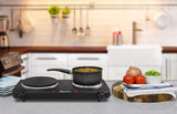 Elite Gourmet EDB-302BF Countertop Double Cast Iron Burner, 1500 Watts Electric Hot Plate, Temperature Controls, Power Indicator Lights, Easy to Clean, Black Elite Gourmet