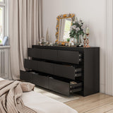 Hitow Dresser for Bedroom with 9 Deep Drawers, Large Modern Chest of Drawers Handle Free, Freestanding Black Long Dressers for Closet Living Room, Ball Bearing Slide (63" W x 15.7" D x 31.5" H) Hitow