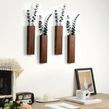 Wood Wall Planter 4 Pack Wall Decor for Artificial Flower Plants Wooden Plants Holders Wall Plant Pocket Vase Hanging for Living Room Bedroom Dining Rmeosye