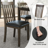 AMERLIFE 7-Piece Dining Table Set, 71" Faux Marble Modern Table with 6 PU Leather Upholstered Chairs, Heavy-Duty Solid Wood Set for Kitchen & Dining Room, Dark Brown AMERLIFE