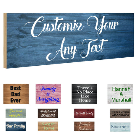 Custom Sign Personalized Wooden Signs for Home Customized Decorative Sign with Text for Wall Doors Bar Business Office Yard - 4 Size & 12 Board Qingxily