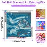 JXDXDJ Wolf Diamond Art Kits for Adults,Aurora 5D Diamond Painting Kits for Beginners,DIY Round Full Drill Winter Diamond Dots Gem Art for Adults,Paint by Pictures Crafts Home Decor 13.78x13.78 Inch JXDXDJ