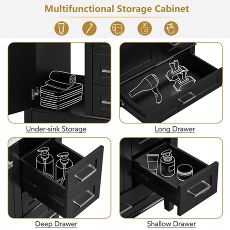 30" Bathroom Vanity with Sink, 30 Inch Bathroom Vanity with Top, 3 Drawers and 1 Soft Closing Door, Modern Bathroom Vanity with Sink 30 Inch for Bathroom (Black) Mirightone