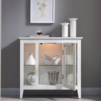 Leick Home Favorite Finds Entryway Wood Curio Cabinet in Weathered White - WoodArtSupply