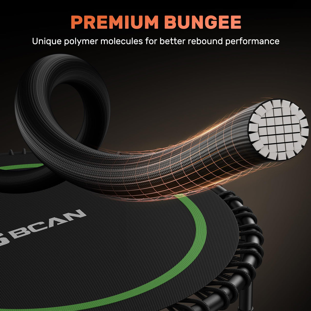 BCAN Adult Mini Trampoline, 40" Fitness Trampoline with Bungees, U Shape Adjustable Foam Handle, Stable & Quiet, Indoor Outdoor Workout-Green BCAN