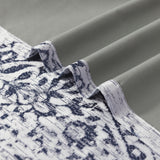 KOUFALL Navy Blue Blackout Curtains 108 Inches Long for Living Room 2 Panels Set,Grommet Damask Printed Patterned Extra Long Curtains for Bedroom,9 FT Length,Indigo KOUFALL