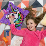 Unicorn Princess Latch Hook Kits for Adults Kids, Beginners DIY Throw Pillow Kit Pre-printed Pillowcase Hook and Latch Rug Kits Cross-stitch Cushion Cover for Home Sofa Decor Gift Idea 17x17 inch veirousa