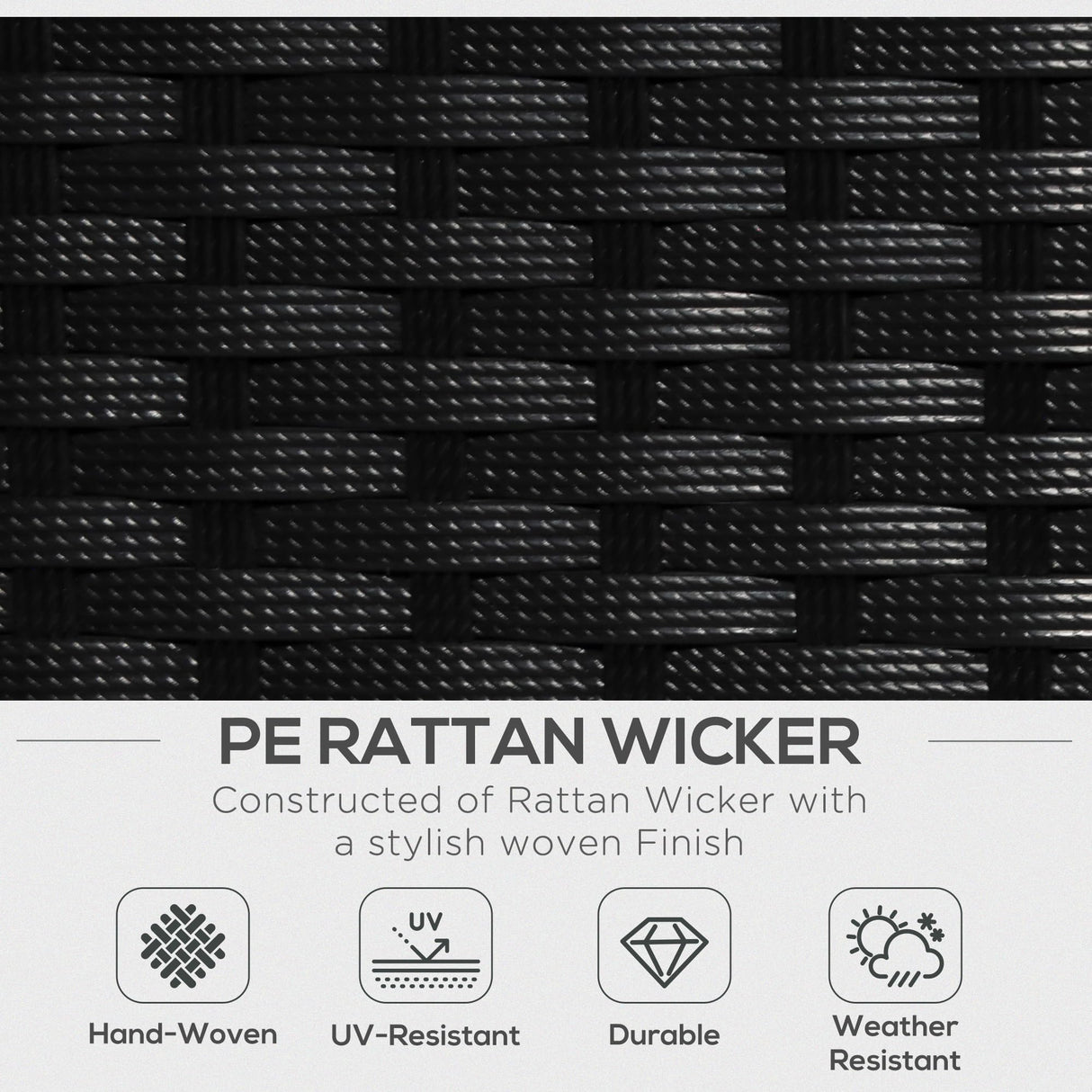 Outsunny 3 Piece Patio Furniture Set, Rattan Outdoor Sofa Set with Chaise Lounge & Loveseat, Soft Cushions, Tempered Glass Table, L-Shaped Sectional Couch, Blue Outsunny