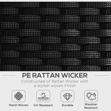 Outsunny 3 Piece Patio Furniture Set, Rattan Outdoor Sofa Set with Chaise Lounge & Loveseat, Soft Cushions, Tempered Glass Table, L-Shaped Sectional Couch, Blue Outsunny