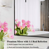 BEAUTME 55x30 Inch Bathroom Mirror,Large Rectangular Wall Mirror, Black Metal Framed Wall Mounted Mirror for Bathroom Bedroom Entryway Decor(Horizontal/Vertical) BEAUTME