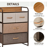 HOMCOM 4-Drawer Dresser, Fabric Chest of Drawers, 3-Tier Storage Tower with Steel Frame and Wooden Top for Bedroom, Nursery Room, Multicoloured HOMCOM
