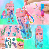 7july Decorate Your Own Water Bottle Kits for Girls Age 4-6-8-10 (Stainless Steel),Mermaid Themed Painting Crafts,Fun Arts and Crafts Gifts Toys for Girls Birthday Christmas 7july