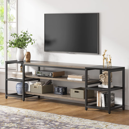 Tribesigns 78 Inch TV Stand for TVs up to 85 Inch, Media Entertainment Center Console Table, Industrial 3-Tier TV Console Table with Storage Shelves for Living Room, Entertainment Room - WoodArtSupply