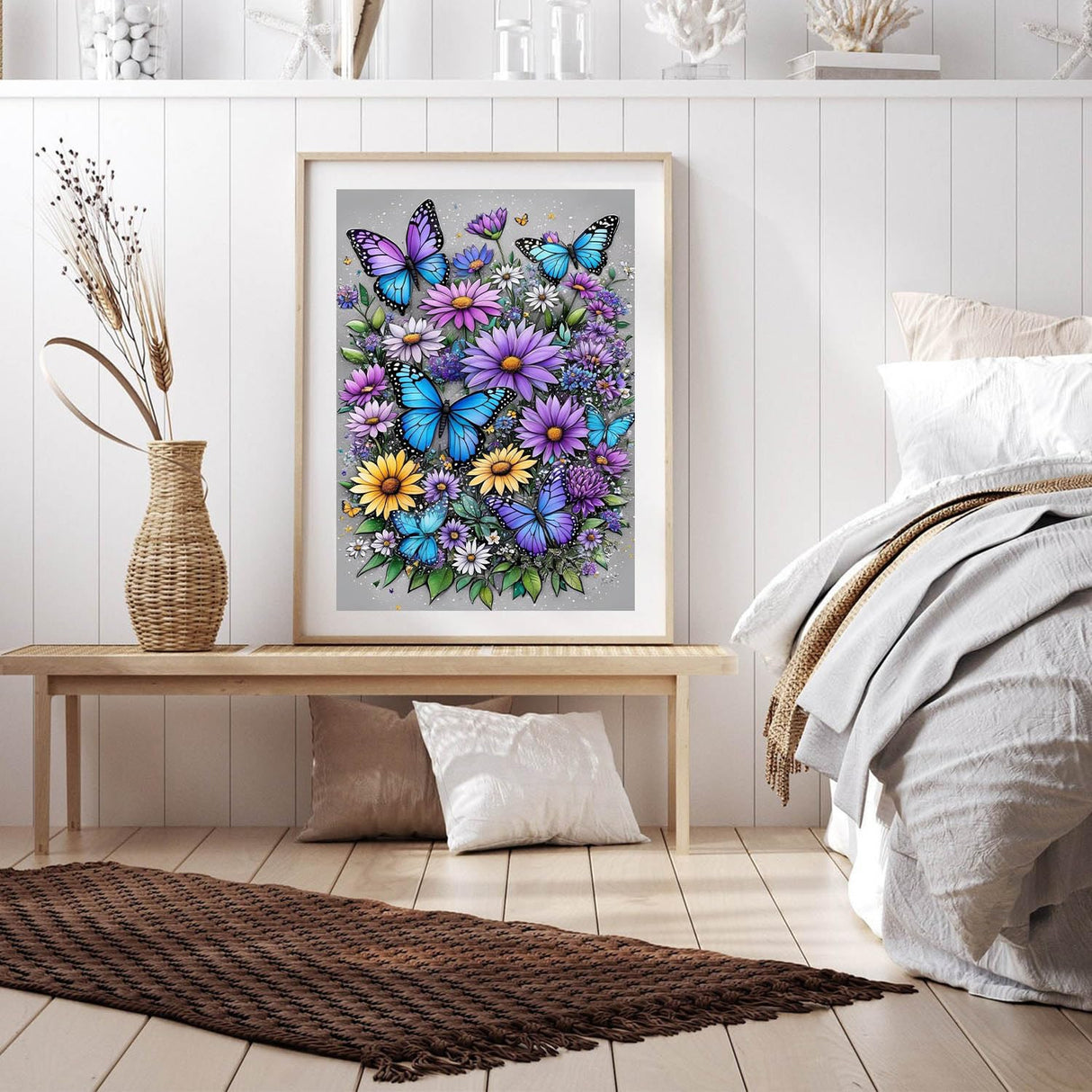 Butterfly Flower Diamond Art Painting Kits for Adults - Full Drill Diamond Dots Paintings for Beginners, Round 5D Paint with Diamonds Pictures Gem Art Painting Kits DIY Adult Crafts Kits 12x16inch Legrace