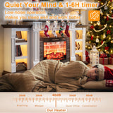 70" Electric Fireplace with Mantel, LED Fireplace TV Stand for TVs Up to 80 Inch, Farmhouse Entertainment Center with Storage, Realistic Stacked Stone Surround with Remote Control for Living Room LGHM