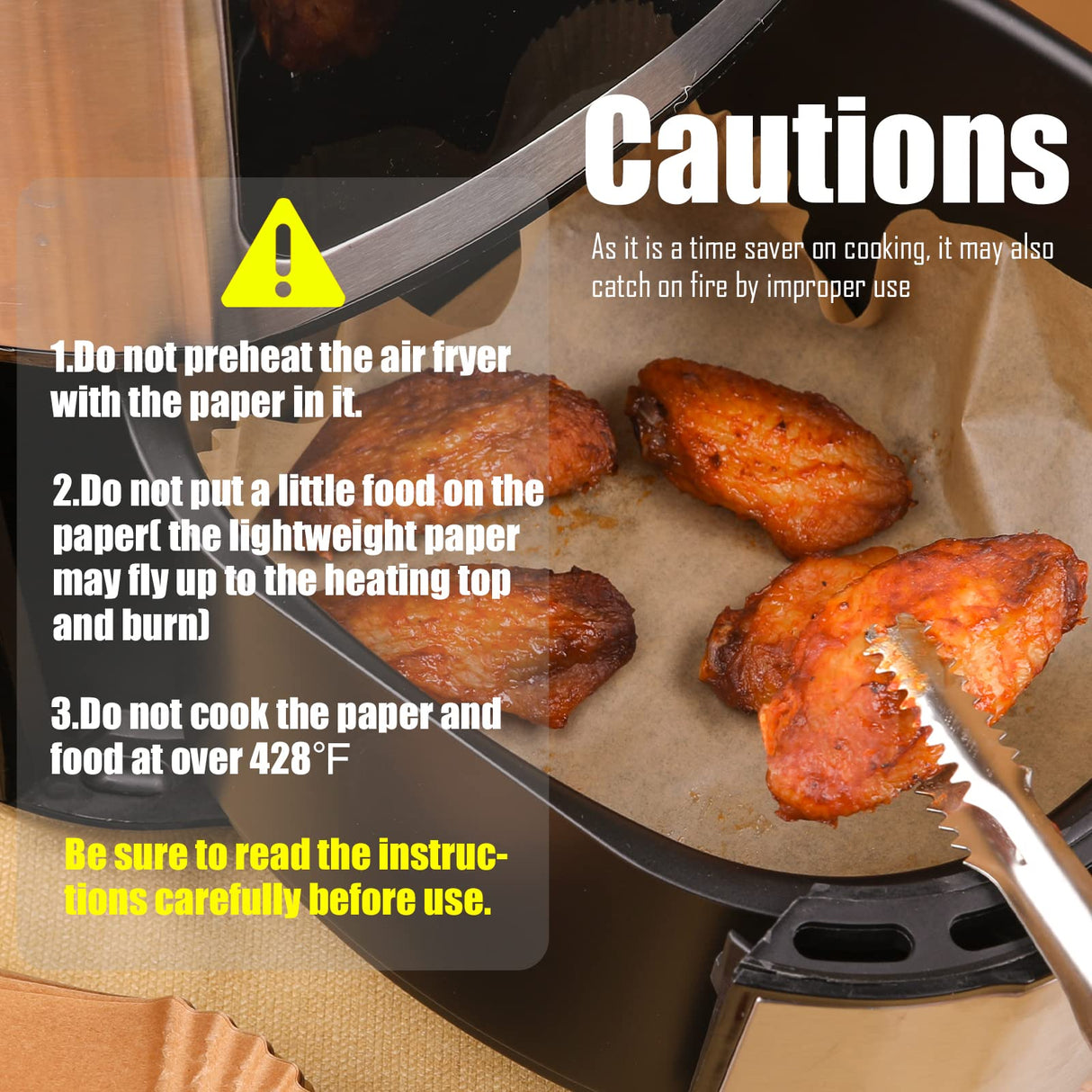 Golden Associate Disposable Paper Liner Square 250Pcs for 5 to 8 Qt Air Fryer Baskets, Non-stick Oil-proof Parchment Liner Cooking Paper Golden Associate