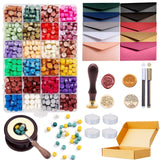ZYNERY Sealing Wax Kits, 643pcs Wax Seal Beads with Gift Box, Wax Seal Stamp, Melting Furnace, Melting Spoon, Envelopes/Tealight Candles/Wax Stamp/Metallic Pen for Envelope Stam ZYNERY
