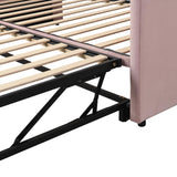 Harper & Bright Designs Upholstered Daybed with Pop up Trundle, Twin Size Daybed Frame with Extendable Trundle, Tufted Sofa Bed with Wood Slat Support for Bedroom, Living Room (Pink) Harper & Bright Designs