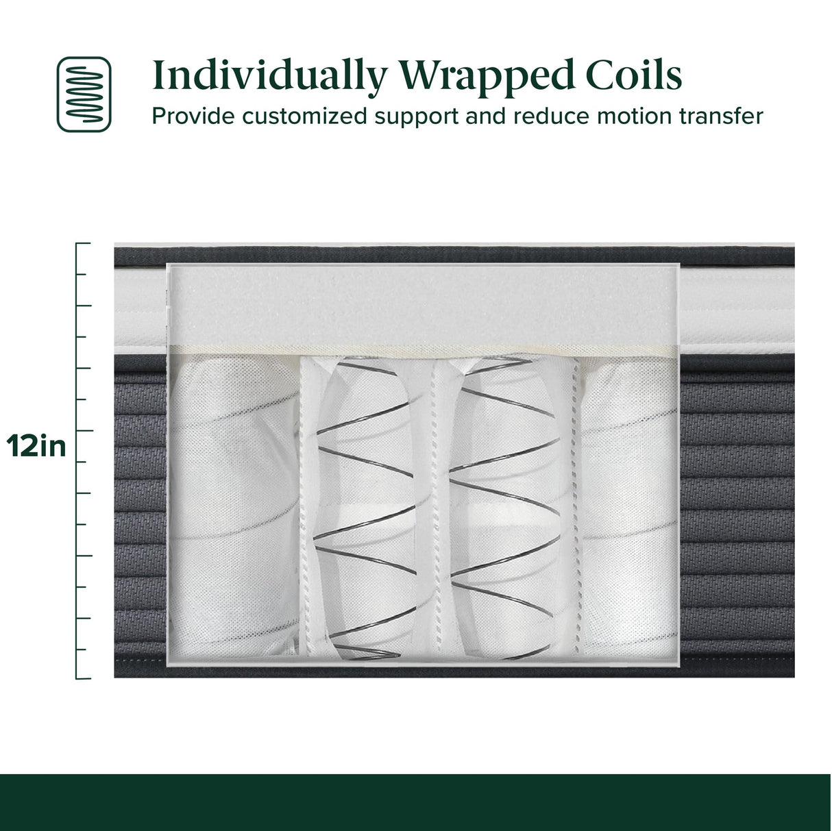 ZINUS 12 Inch True Support Hybrid Mattress [New Version], Full, Fiberglass Free, Medium Feel, Motion Isolation, Certified Safe Foams & Fabric, Mattress in A Box ZINUS