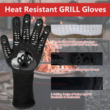 UBeesize Lengthen BBQ Gloves (Bear Paw), 1472°F Heat Resistant Grill Gloves, 14 inch Fireproof Oven Gloves for Cooking, Non-Slip Fire Gloves for Grilling, Barbecue, Smoker, Baking, Frying UBeesize
