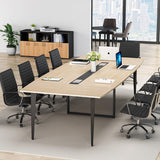 Tribesigns 8FT Conference Table, 94.48L x 47.24W x 29.52H Inches Large Boat Shaped Meeting Seminar Table with Cable Grommets, Modern Conference Room Table for Office (Light Wood Grain, 8ft) Tribesigns