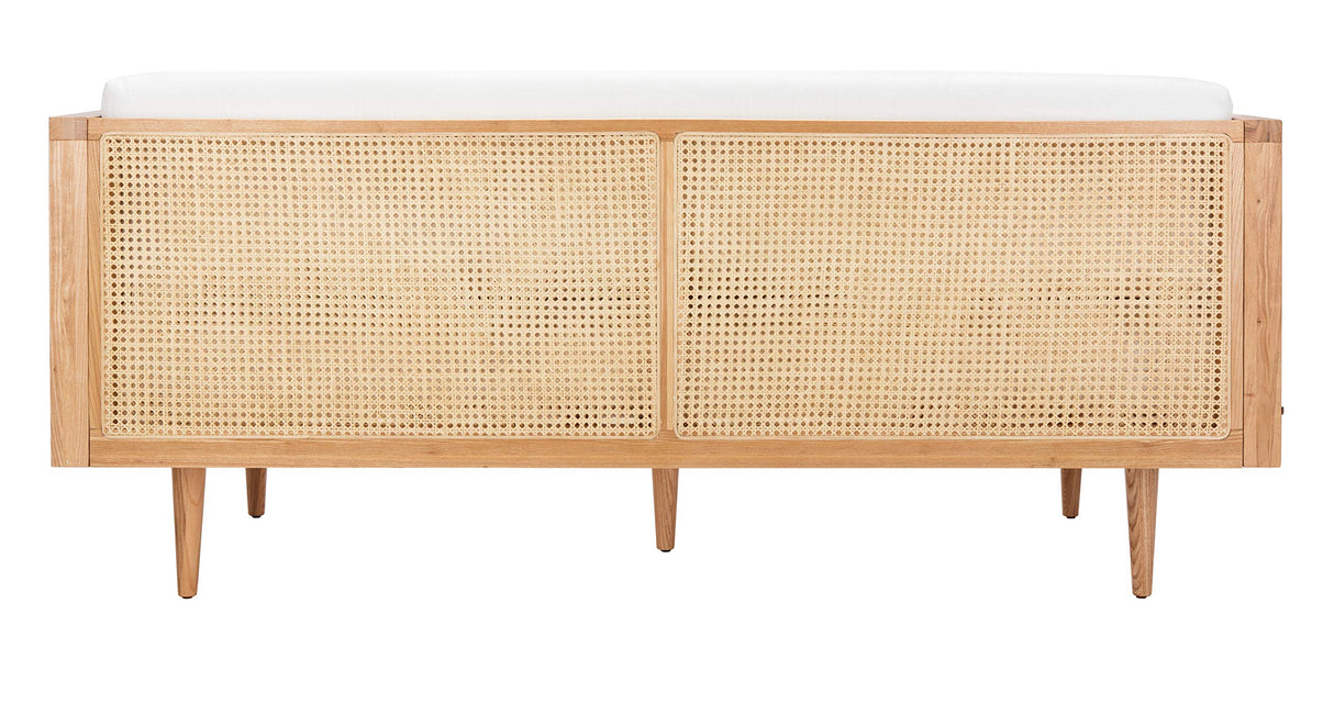 Safavieh Couture Helena French Mid-Century Natural and Beige Rattan Daybed, Single Extra Large Safavieh