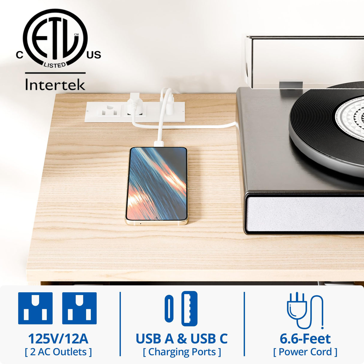 Cozy Castle TV Stand for 50 Inch TV, Mid Century Modern Entertainment Center with Storage Cabinet, TV Media Console with Charging Station for Living Room, Bedroom, Oak Cozy Castle