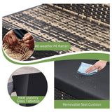 FHFO 5 Piece Outdoor Patio Furniture Set with 28”Gas Fire Pit Table & Ice Bucket Storage Box, Outdoor Wicker Rattan Patio Conversation Set for Outside, Poolside, Balcony, Porch, Yellow-Black FHFO